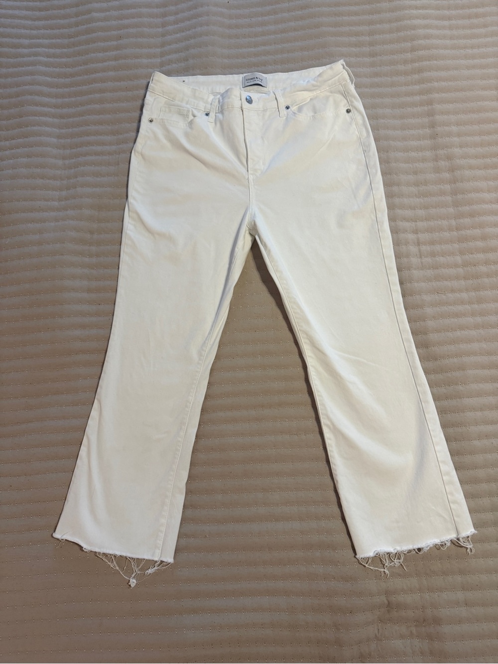 crown & ivy Flare Jeans with Raw Hem